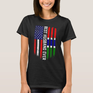 American Flag & Gambia Flag Best Husband Ever Fami T-Shirt