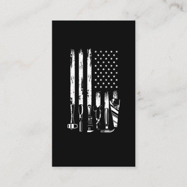 American Flag Garage Tools Proud Carpenter USA Business Card (Front)