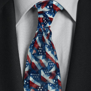 American Flag Geometric Abstract Tie