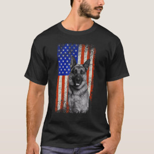 American Flag German Shepherd Dog Dad Mum Puppy Pa T-Shirt