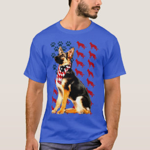 American Flag German Shepherd For 4th of July T-Shirt