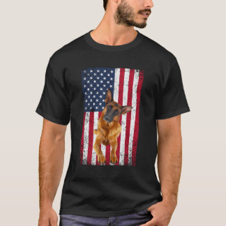 American Flag German Shepherd Lover Funny 4Th Of J T-Shirt