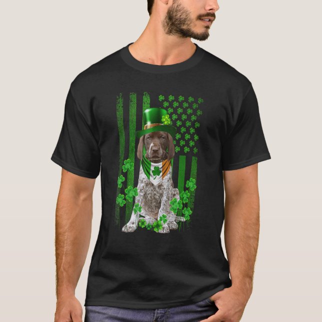 American Flag GermanShorthaired Pointer Dog Hat Ir T-Shirt (Front)