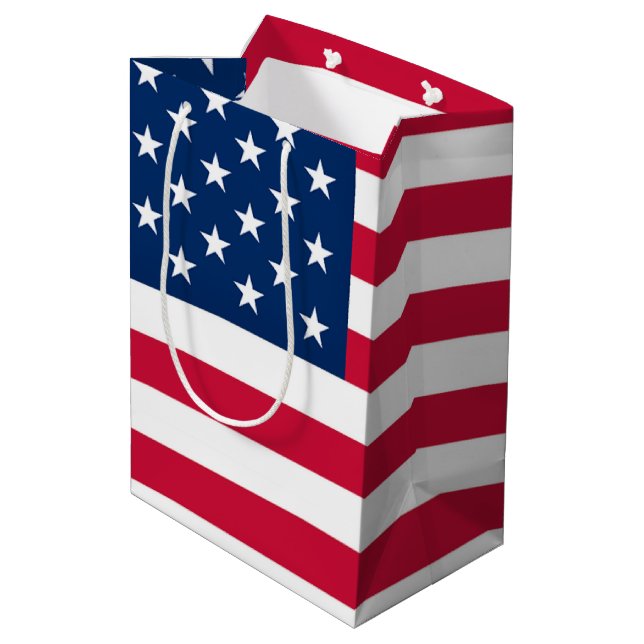 American Flag Gift Bag Patriotic (Back Angled)