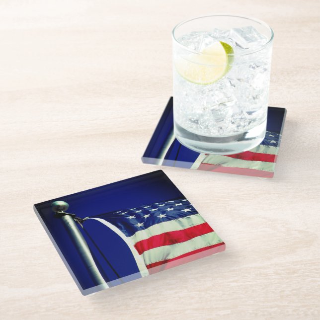 American Flag Glass Coaster (Angled)