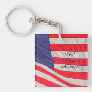 American Flag, God Bless America, Red White Blue Key Ring