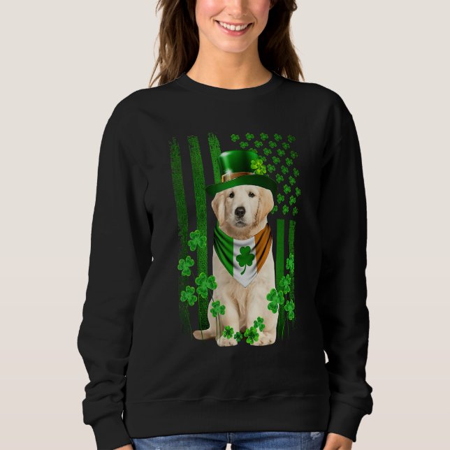 American Flag Golden Retriever Dog Hat Irish St Pa Sweatshirt (Front)