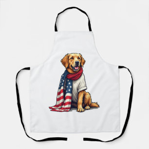 American Flag Golden Retriever Engraved Dog Lover  Apron