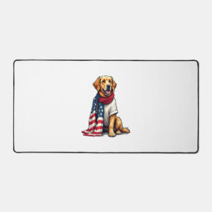 American Flag Golden Retriever Engraved Dog Lover  Desk Mat