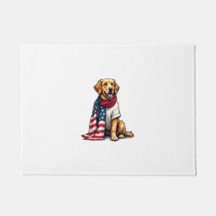 American Flag Golden Retriever Engraved Dog Lover  Doormat