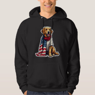 American Flag Golden Retriever Engraved Dog Lover  Hoodie