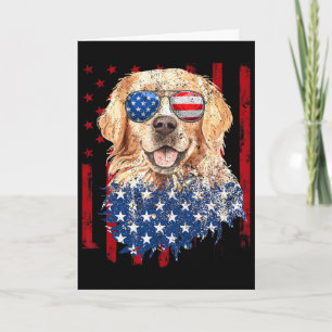 American Flag Golden Retriever Usa Retro 4th Of Ju Card