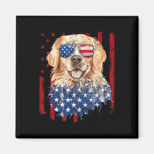 American Flag Golden Retriever Usa Retro 4th Of Ju Magnet