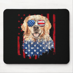 American Flag Golden Retriever Usa Retro 4th Of Ju Mouse Pad