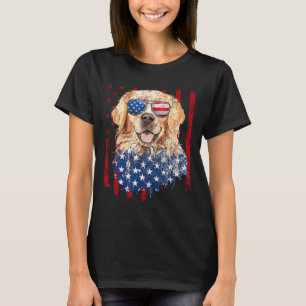 American Flag Golden Retriever Usa Retro 4th Of Ju T-Shirt
