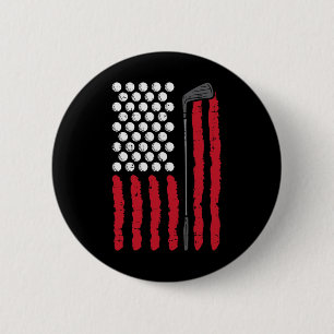 American Flag Golf And Club Vintage Golfing Golfer 6 Cm Round Badge