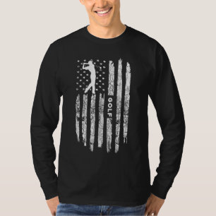 American Flag Golf Clothing Golfer Vintage Golf T-Shirt