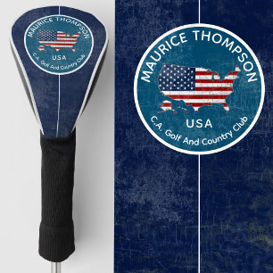 American Flag Golf Club Name U.S.A. Golf Head Cover