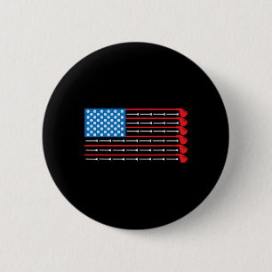 American Flag Golf Clubs  6 Cm Round Badge