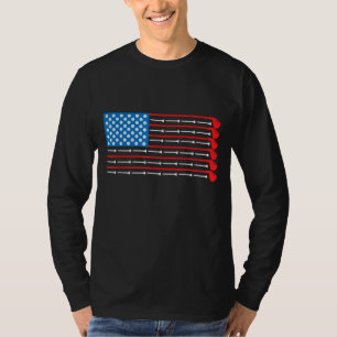 American Flag Golf Clubs Balls and Sports T-Shirt