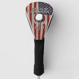 American Flag Golf Monogram Design Head Cover