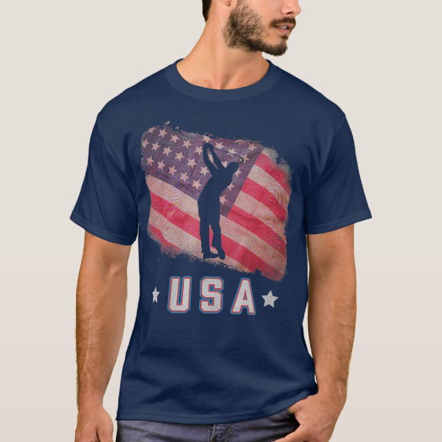 American Flag Golf Team Stars and Stripes T-Shirt (Front)
