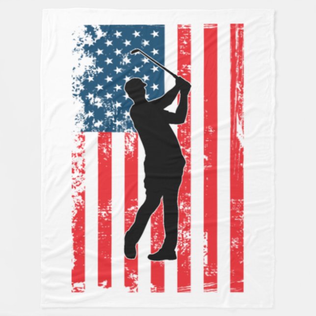 American Flag Golf USA Fleece Blanket (Front)
