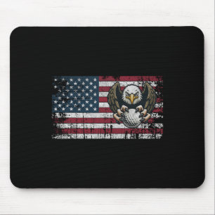 American Flag Golf Usa Golfer Bald Eagle Patriotic Mouse Pad