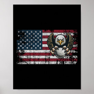 American Flag Golf Usa Golfer Bald Eagle Patriotic Poster