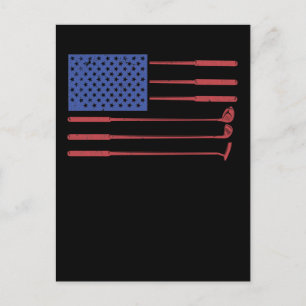 American Flag Golf USA Patriotic Golfing Postcard