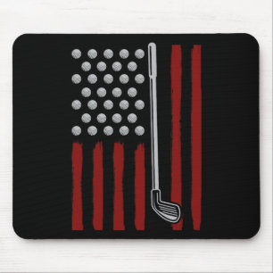 American Flag Golfer 4th Of July Men Golf American Mouse Pad