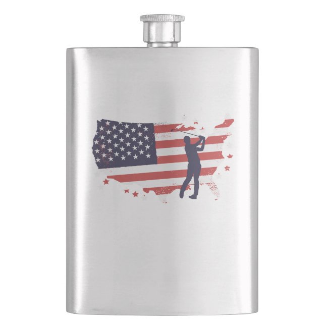 American flag Golfer Hip Flask (Front)