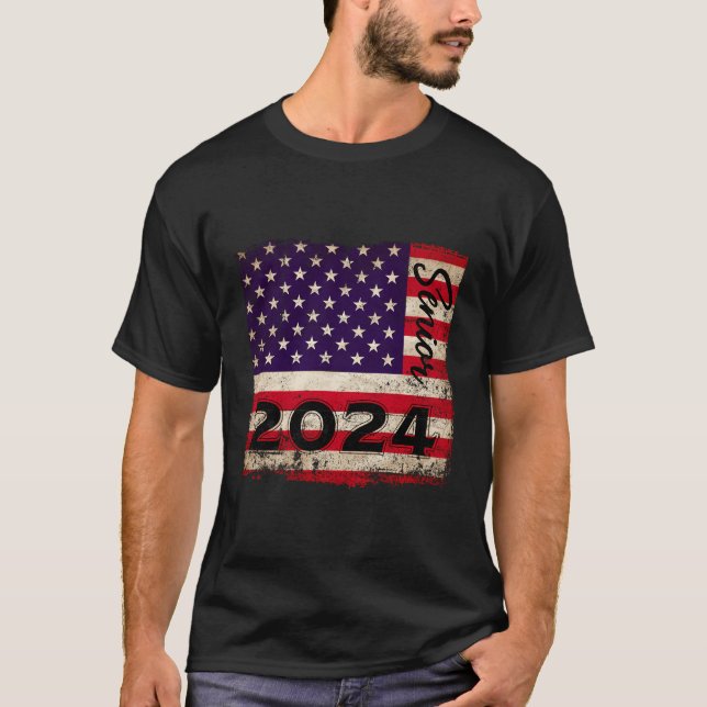 American Flag Graduation Party Her Him Class Of 20 T-Shirt (Front)