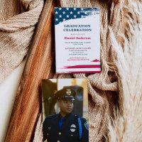 American Flag Graduation Party Invitation Military