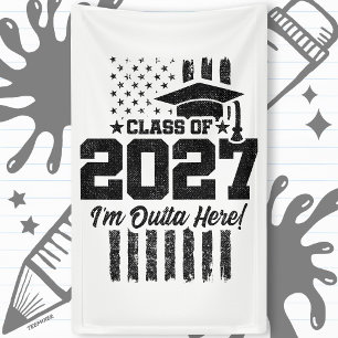 American Flag Graduation Senior Class of 2027 Banner