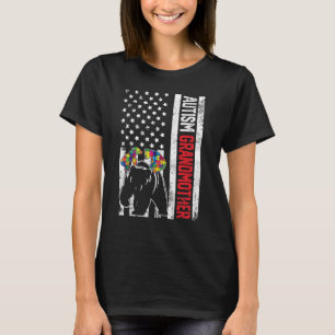 American Flag Grandmother Bear Autism Awareness Fa T-Shirt