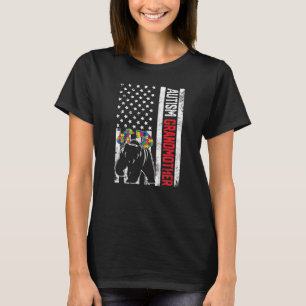 American Flag Grandmother Bear Autism Awareness Fa T-Shirt