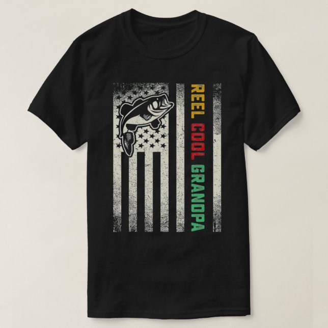 American Flag Grandpa Bass Fishing Gift Unique Fis T-Shirt (Design Front)