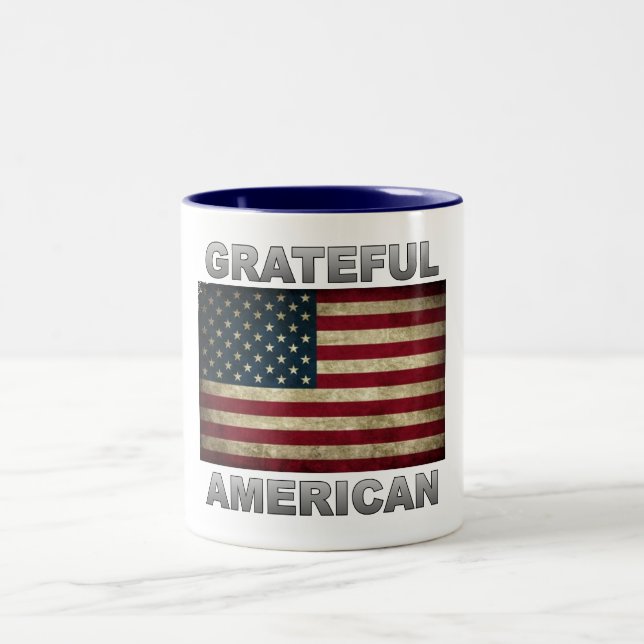 American Flag - Grateful American Two-Tone Coffee Mug (Center)
