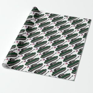 American Flag Green Line Tank Decal Wrapping Paper