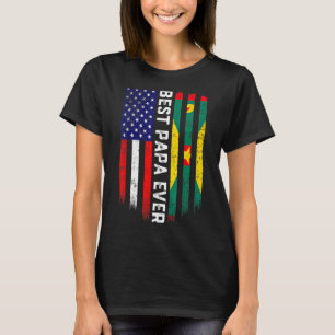 American Flag & Grenada Flag Best Papa Ever Family T-Shirt