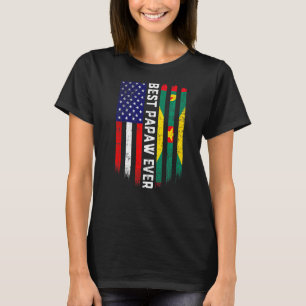 American Flag & Grenada Flag Best Papaw Ever Famil T-Shirt
