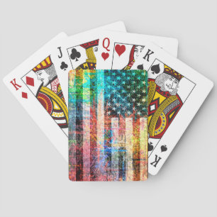 American Flag Grunge Art #3 Playing Cards