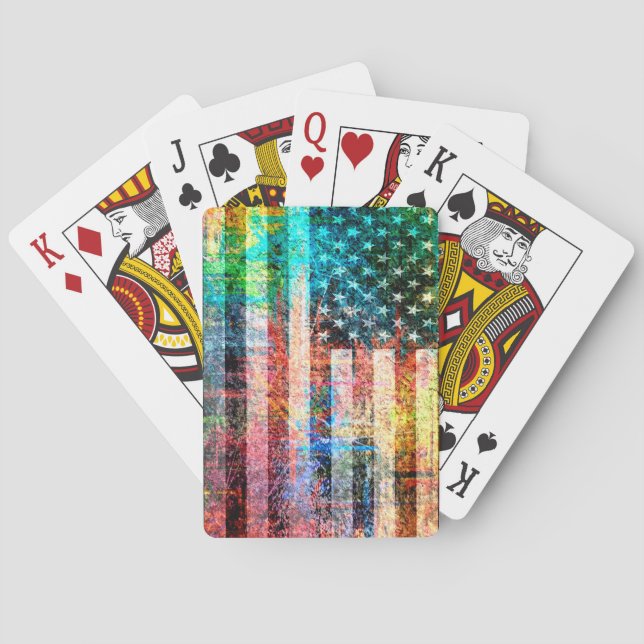 American Flag Grunge Art #3 Playing Cards (Back)