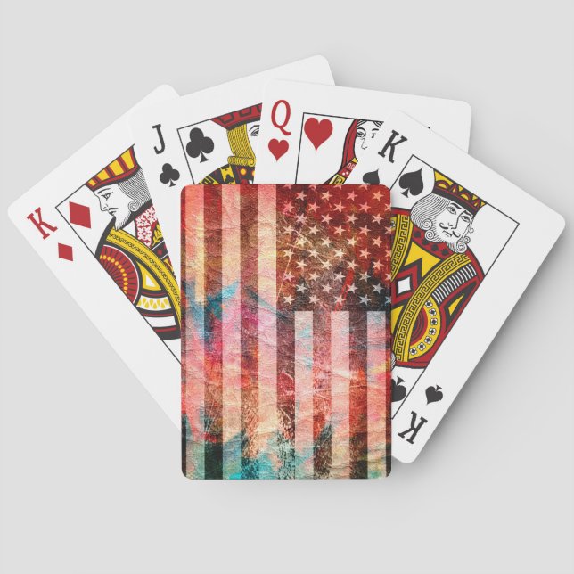 American Flag Grunge Art #5 Playing Cards (Back)