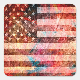 American Flag Grunge Art #5 Square Sticker