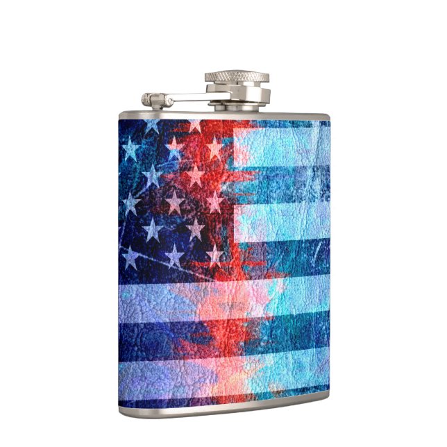 American Flag Grunge Art #6 Hip Flask (Right)