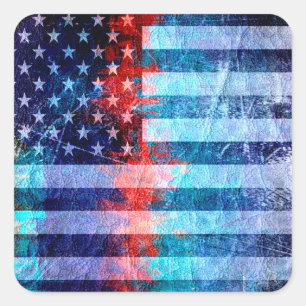 American Flag Grunge Art #6 Square Sticker