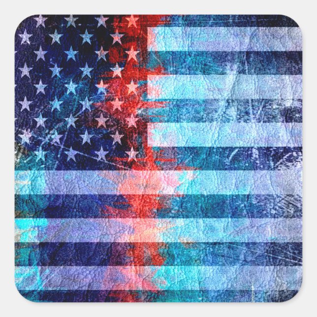 American Flag Grunge Art #6 Square Sticker (Front)
