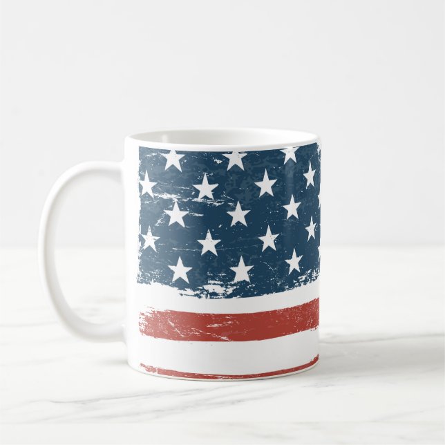 American Flag Grunge Background. Raster version. H Coffee Mug (Left)